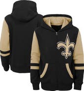 Outerstuff Youth Black New Orleans Saints Colorblock Full-Zip Hoodie
