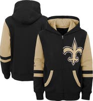 Outerstuff Youth Black New Orleans Saints Colorblock Full-Zip Hoodie