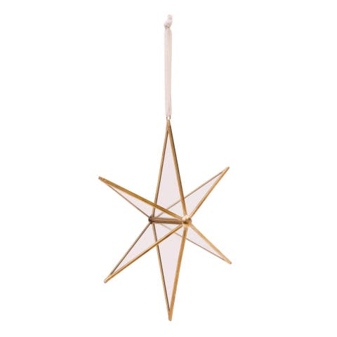 Star Glass Brass Pieced Christmas Tree Ornament