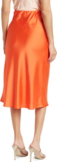 Solid Satin Midi Skirt