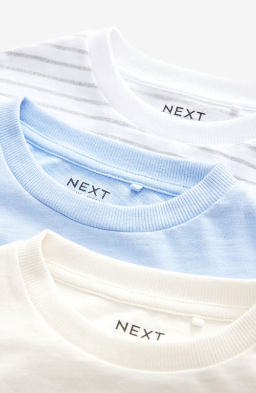 Shop Next Kids' Assorted 3-pack Cotton T-shirts In Blue/white Assorted