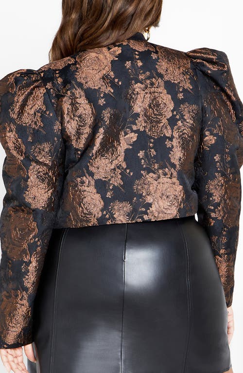City Chic Ana Floral Jacket In Black