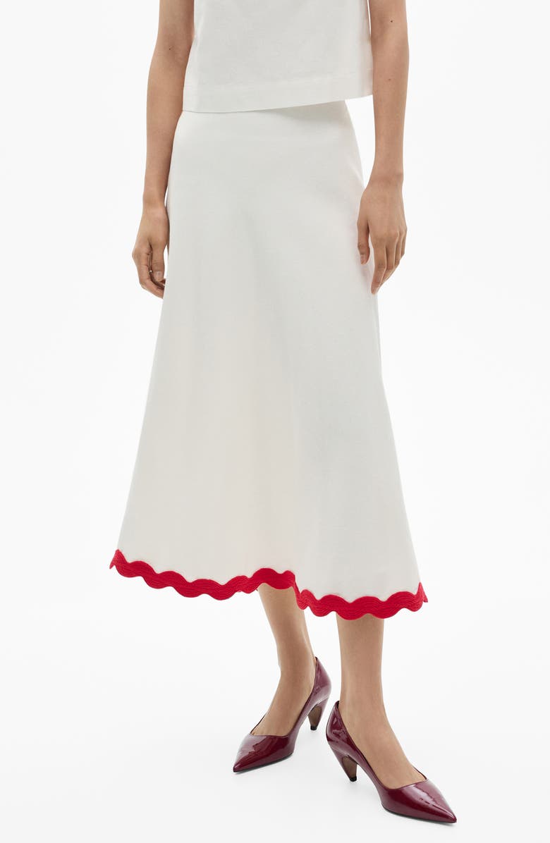 MANGO Contrast Trim Midi Skirt, Main, color, 