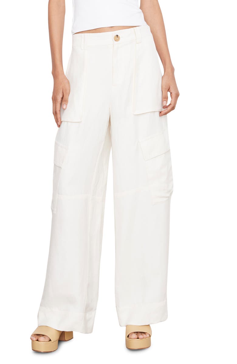 Vince Wide Leg Linen Blend Cargo Pants, Main, color,