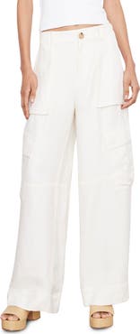Vince Wide Leg Linen Blend Cargo Pants