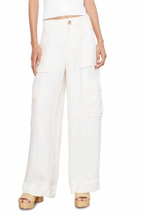 Vince Wide Leg Linen Blend Cargo Pants