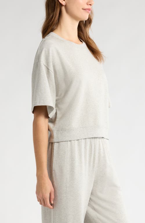 Zella Terry Crewneck Sweatshirt In Grey Light Heather