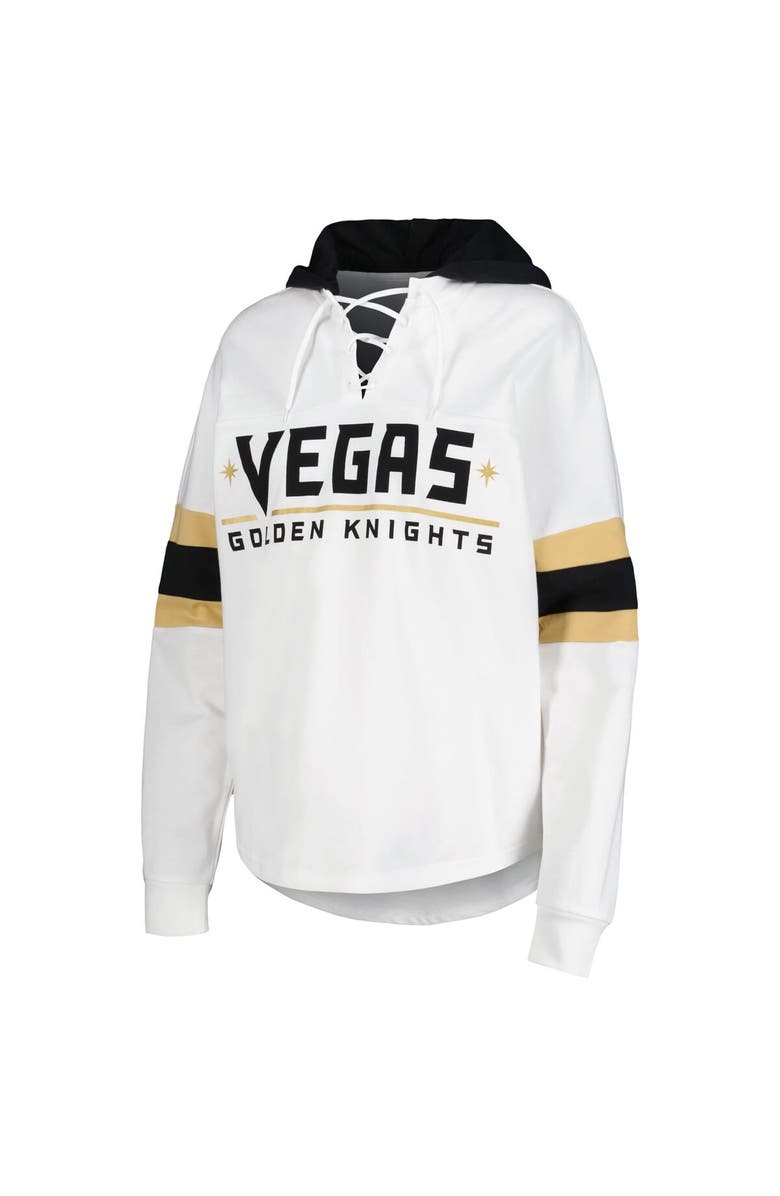 G-III 4HER BY CARL BANKS Women's G-III 4Her by Carl Banks White/Black Vegas Golden Knights Goal Zone Long Sleeve Lace-Up Hoodie T-Shirt, Alternate, color, White