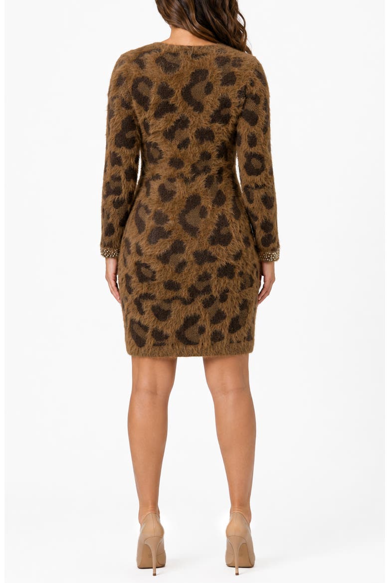 Snow Cat Long Sleeve Sweater Dress, Alternate, color, SNOW CAT