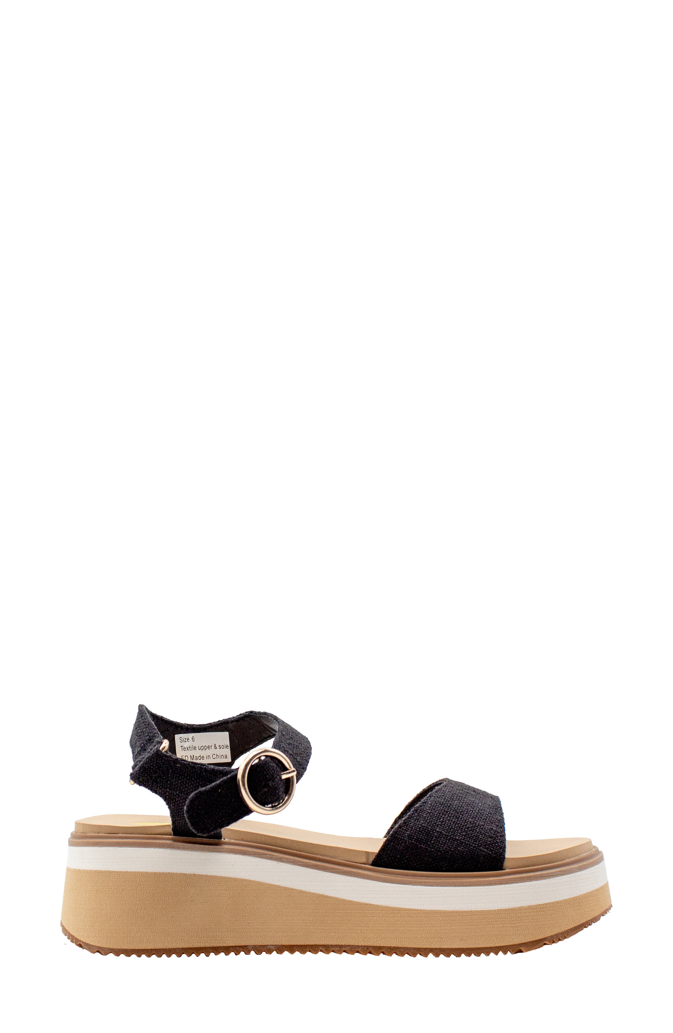 Volatile Porcini Ankle Strap Platform Sandal, Alternate, color, Black Linen