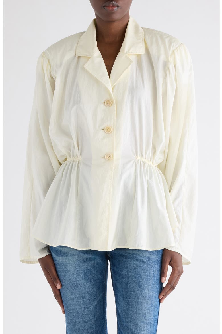Puff Shoulder Peplum Shirt, Main, color, COCONUT MILK