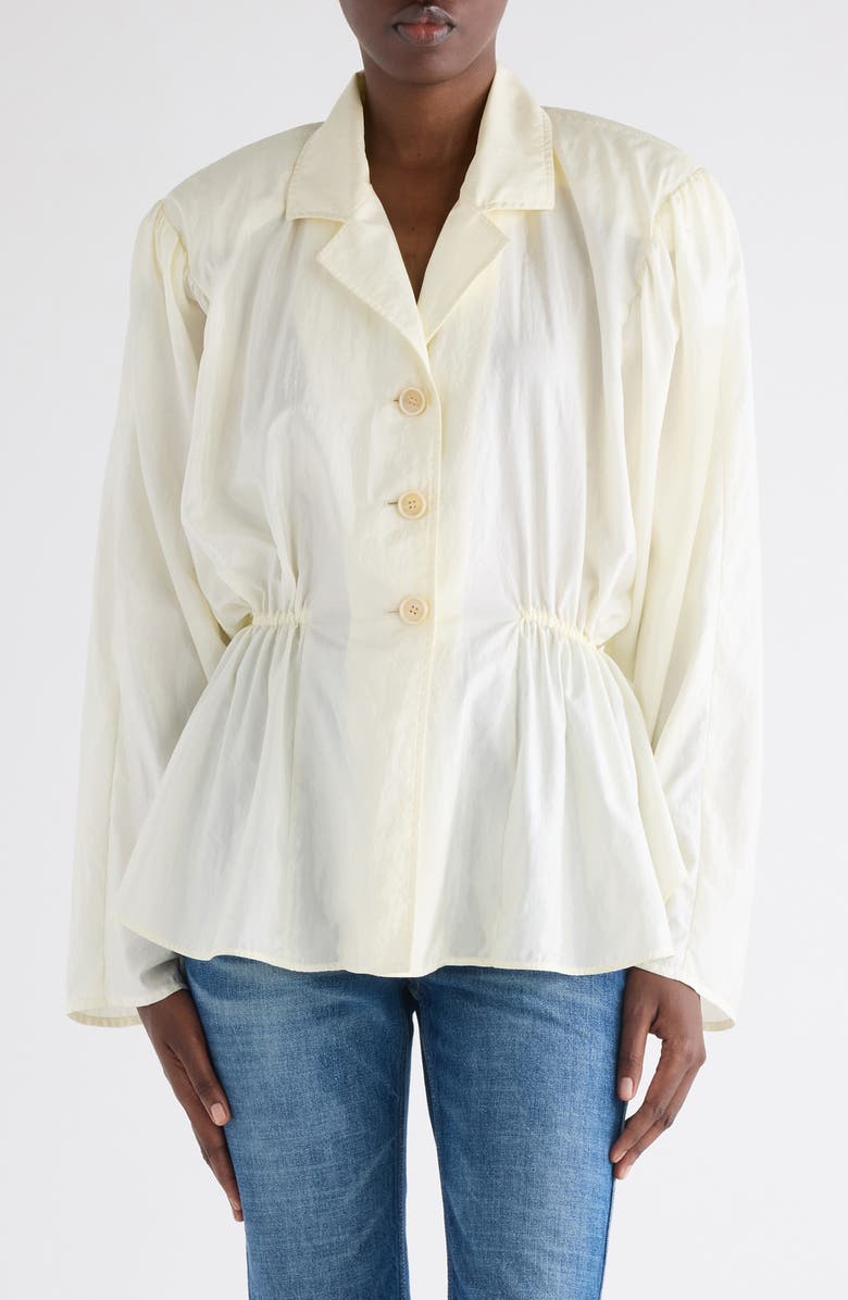 Chloé Puff Shoulder Peplum Shirt, Main, color, Coconut Milk