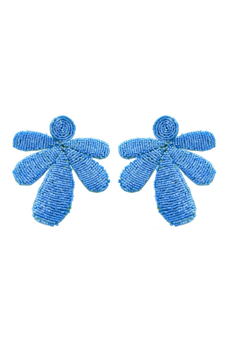 Beaded Blue Seed Statement Earrings, Main, color, BLUE