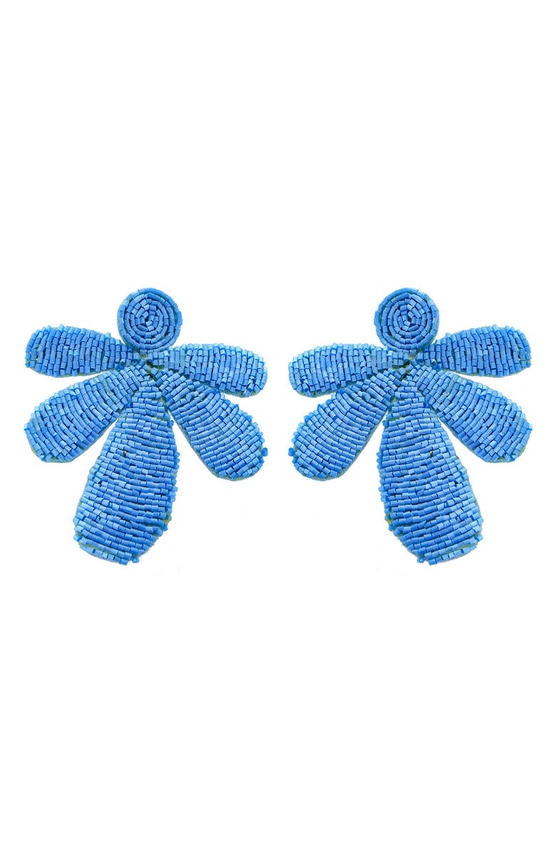 Panacea Beaded Blue Seed Statement Earrings, Main, color,