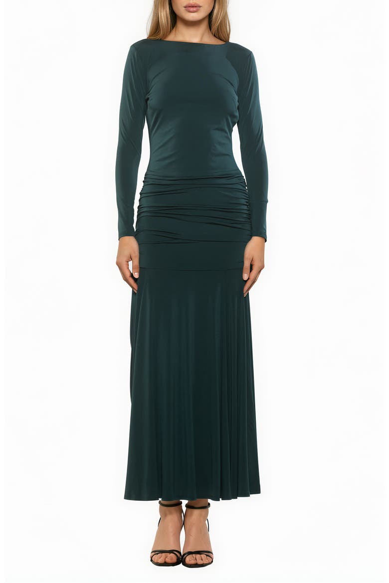 Aurelian Boatneck Draped Maxi Dress, Main, color, EMERALD