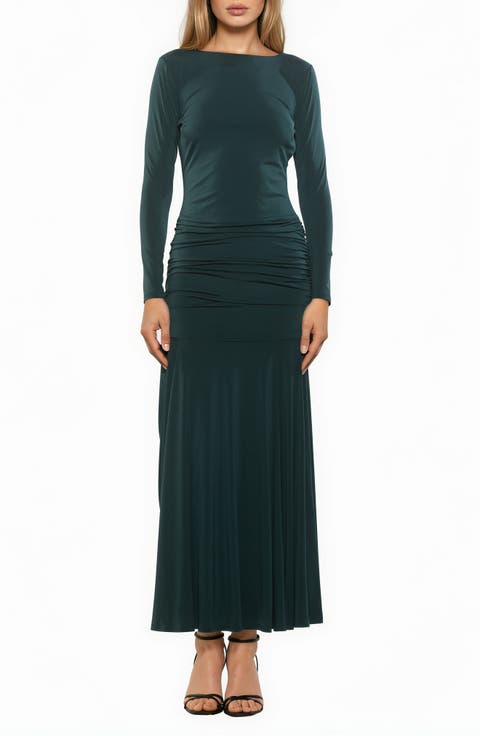 Aurelian Boatneck Draped Maxi Dress