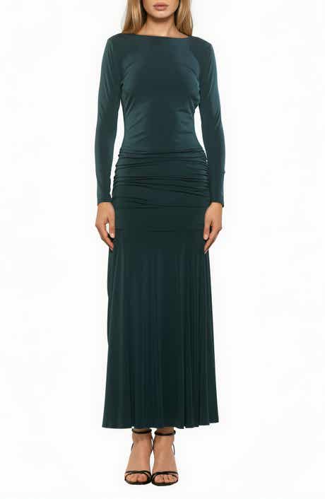 Aurelian Boatneck Draped Maxi Dress