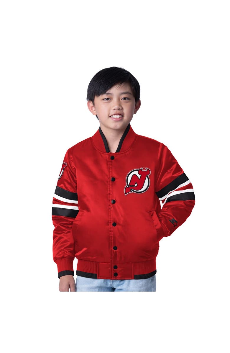 STARTER Youth Starter  Red/Black New Jersey Devils Scout 1 Full-Snap Varsity Jacket, Alternate, color, Red
