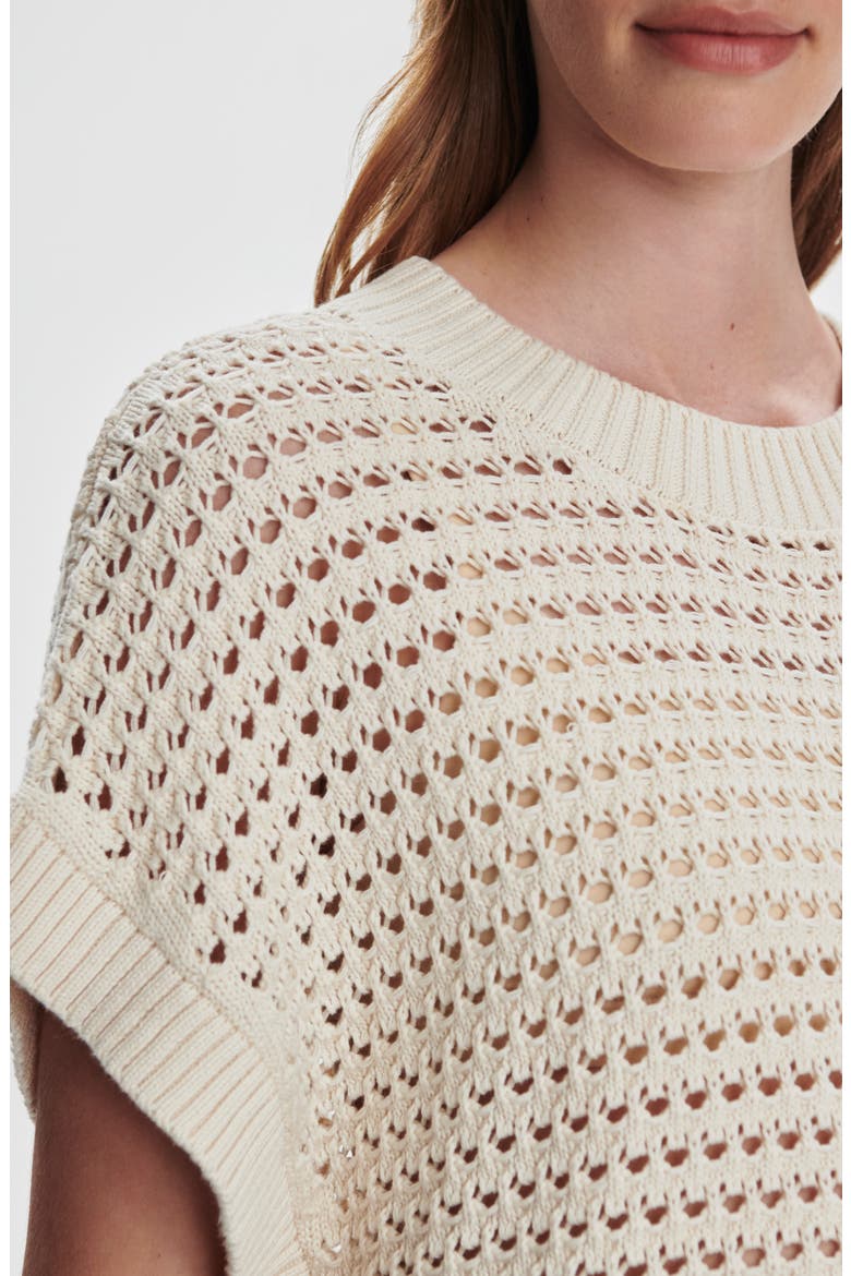 Julianna Open Knit Short Sleeve Sweater, Alternate, color, WHITECAP GREY