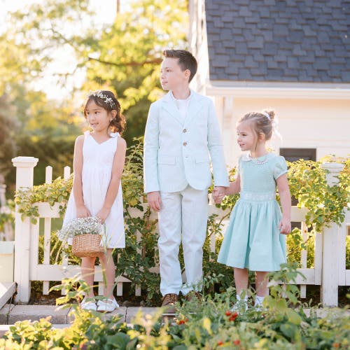 Shop Hope & Henry Boys' Organic Seersucker Suit Pant, Kids In Mint Seersucker