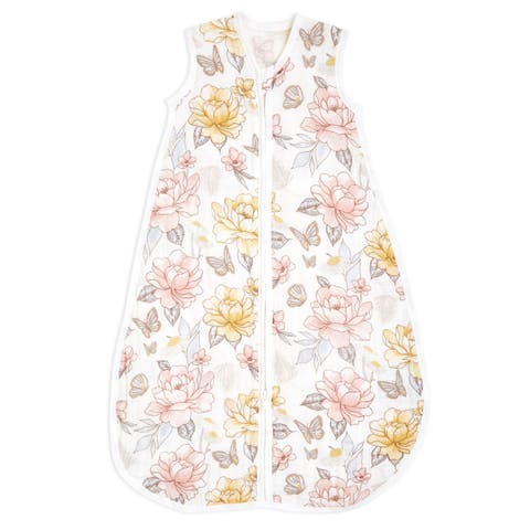 Boutique Baby Sleeping Bag, 100% Organic Cotton Muslin, Wearable Swaddle Blanket for Girls & Boys, Breathable & Lightweight, TOG Rating 1.0