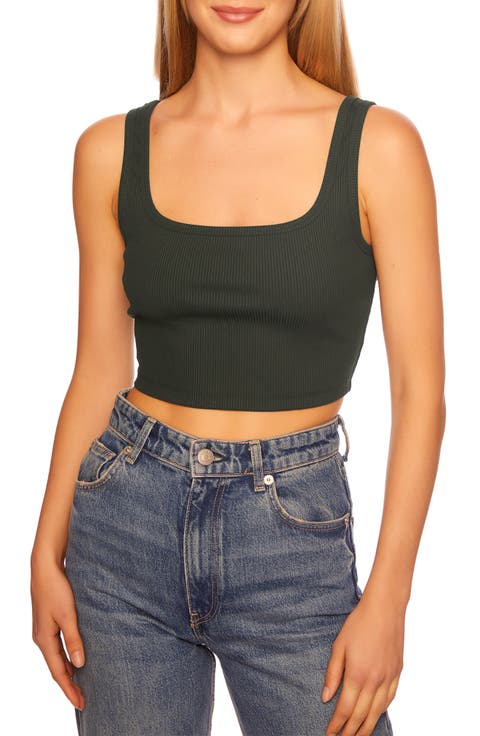Rib Scoop Neck Crop Tank