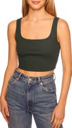 Susana Monaco Rib Scoop Neck Crop Tank