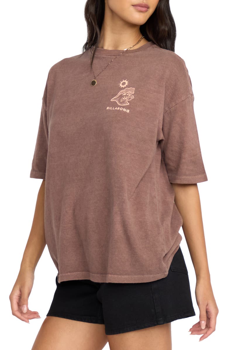 Billabong The Great Waves Oversize Cotton Graphic T-Shirt, Alternate, color, Espresso