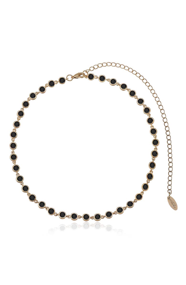 Ettika Cubic Zirconia Bezel Necklace, Main, color, Black