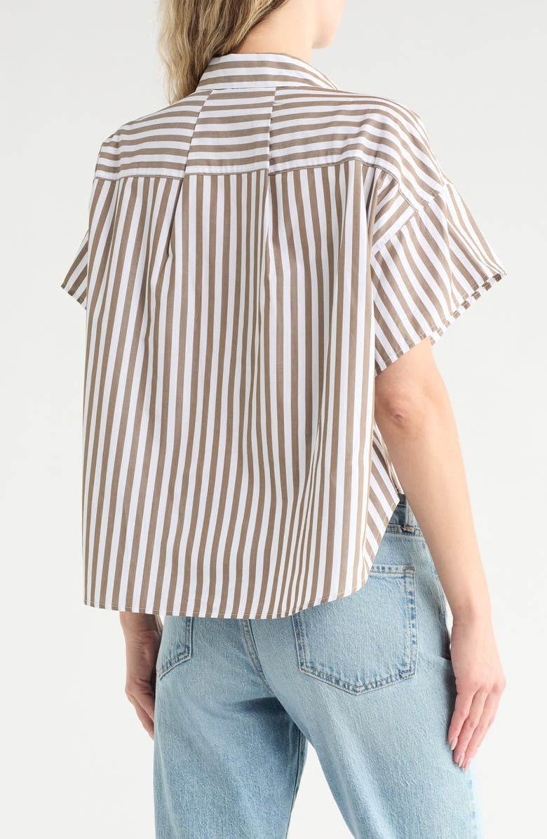 rag & bone Maura Stripe Cotton Poplin Button-Up Shirt, Alternate, color, Brown Strpe