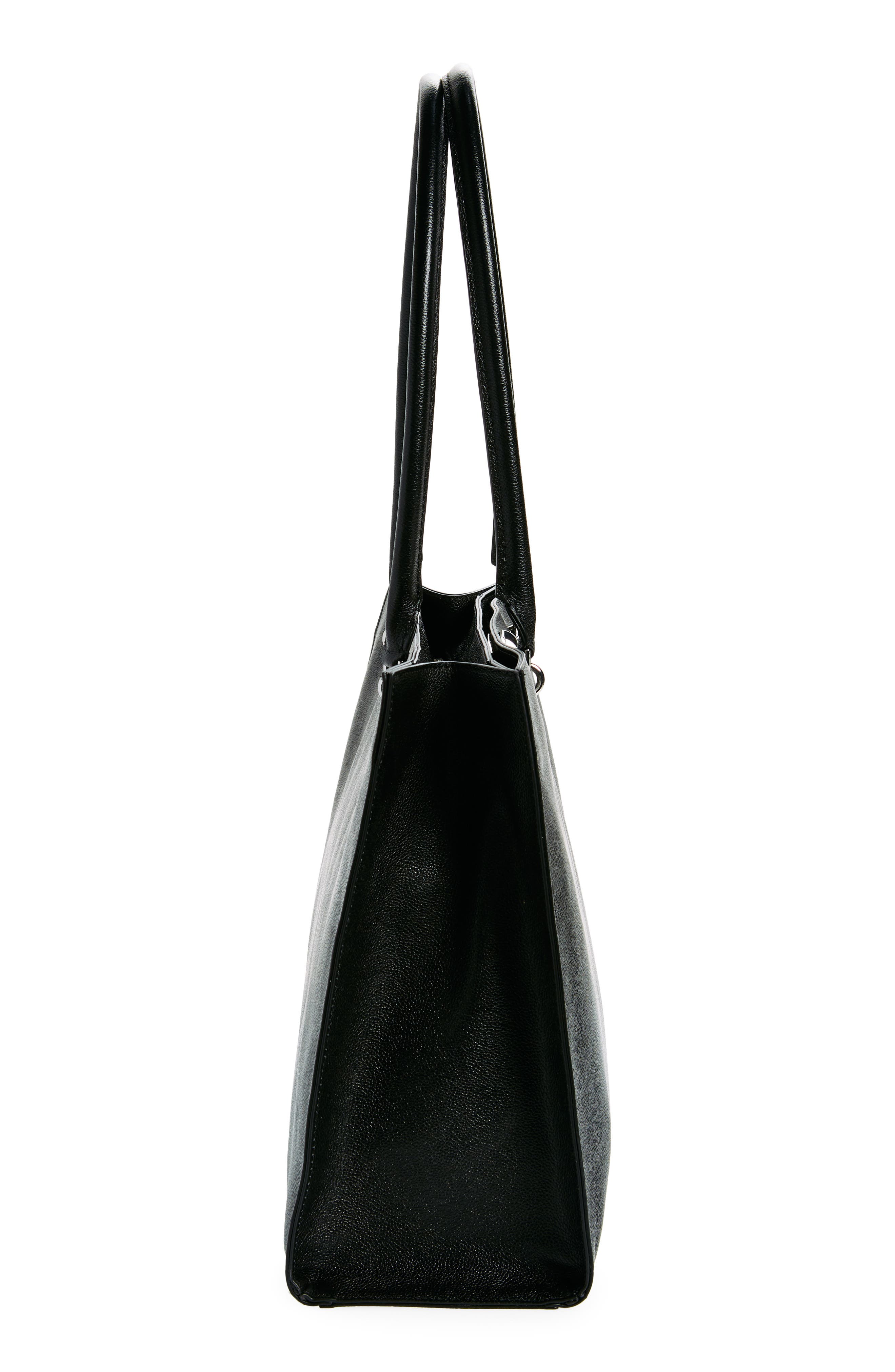 Amour Leather Tote, Alternate, color, BLACK