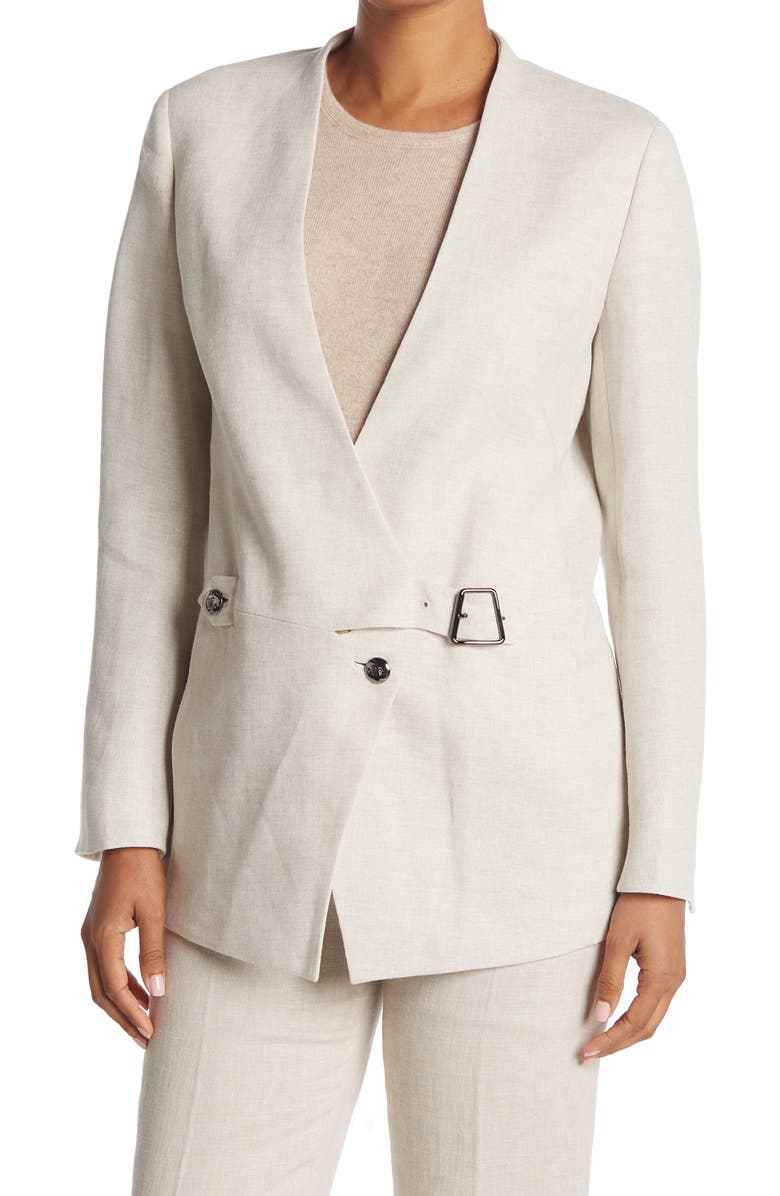 Akris Ohio Wrap Linen Blend Blazer, Main, color, 