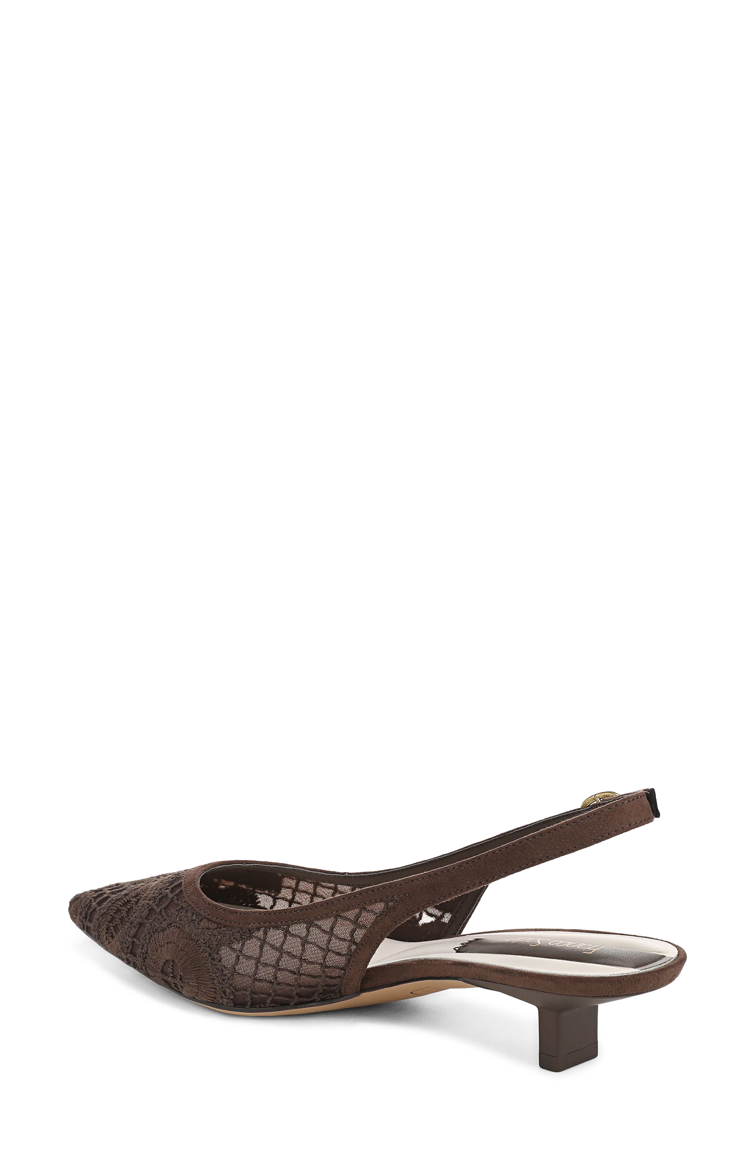 Franco Sarto Pura Slingback Pointed Toe Kitten Heel Pump, Alternate, color, Brown