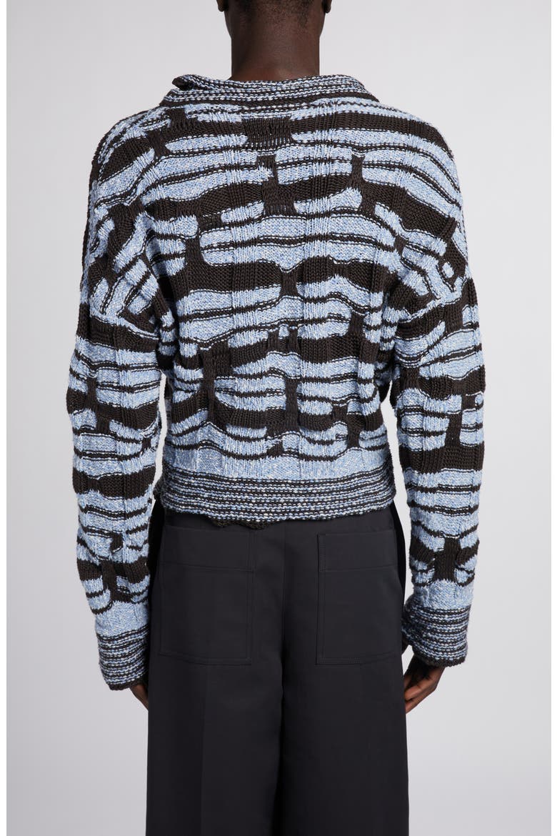 Distorted Stripe Cotton & Linen Sweater, Alternate, color, ADMIRAL/ FONDANT