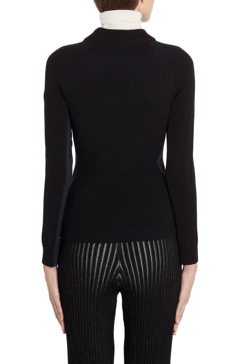 Multi Contrast Wool Blend Turtleneck Sweater, Alternate, color, BLACK