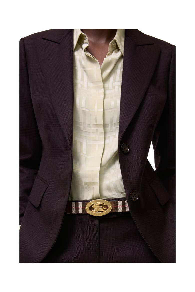 Thin Reversible Check Oval Belt, Alternate, color, Chocolate brown