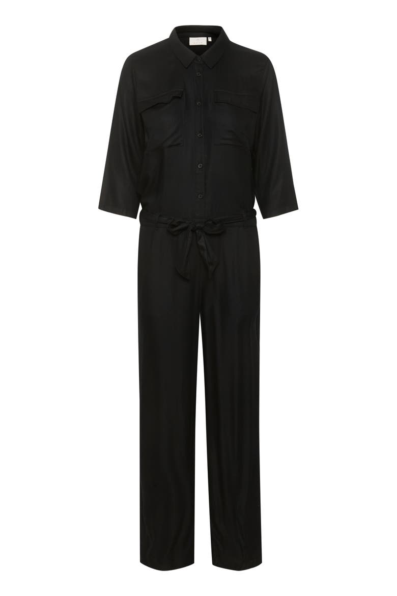 Ruthie Half Sleeve Button Jumpsuit, Main, color, Black Deep