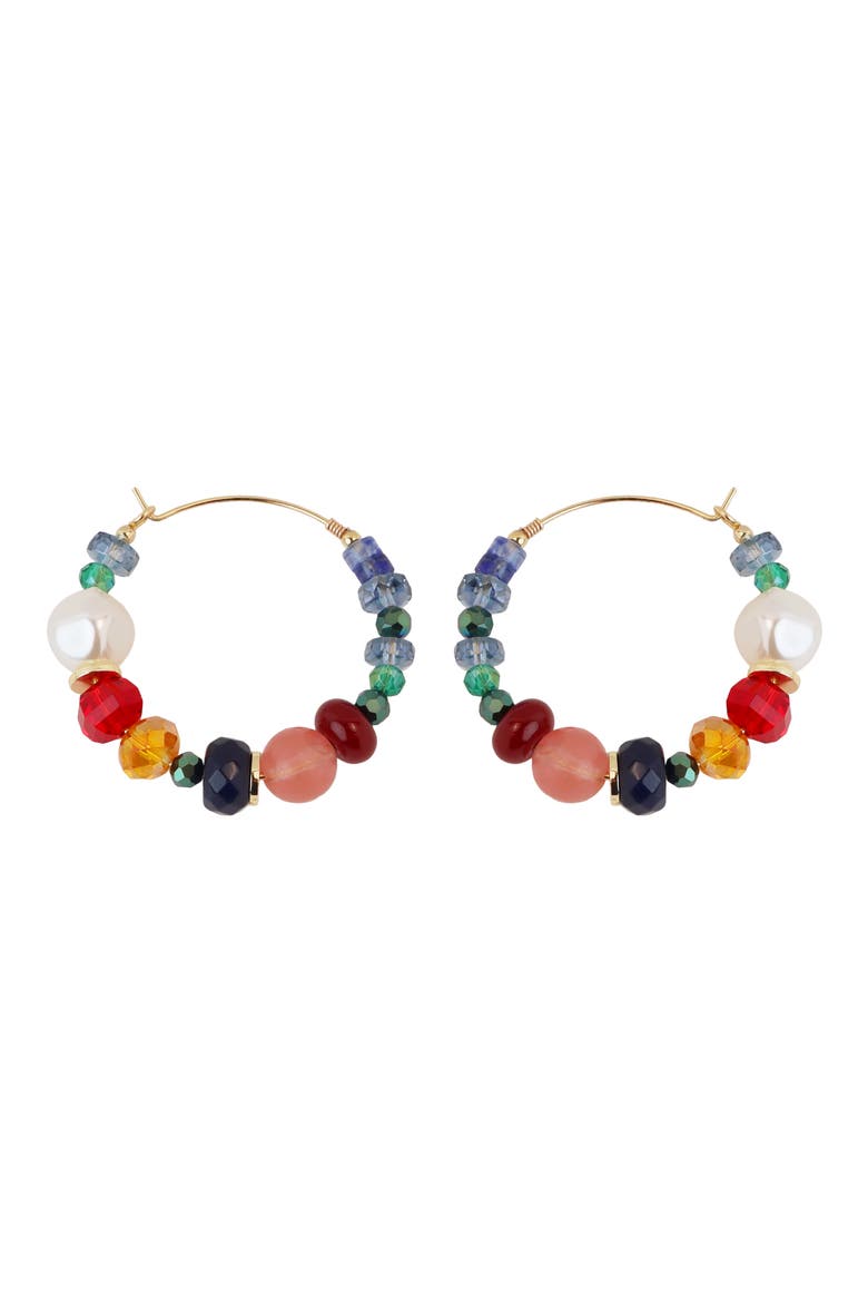 Multi Stone Hoop Earrings, Main, color, MULTI