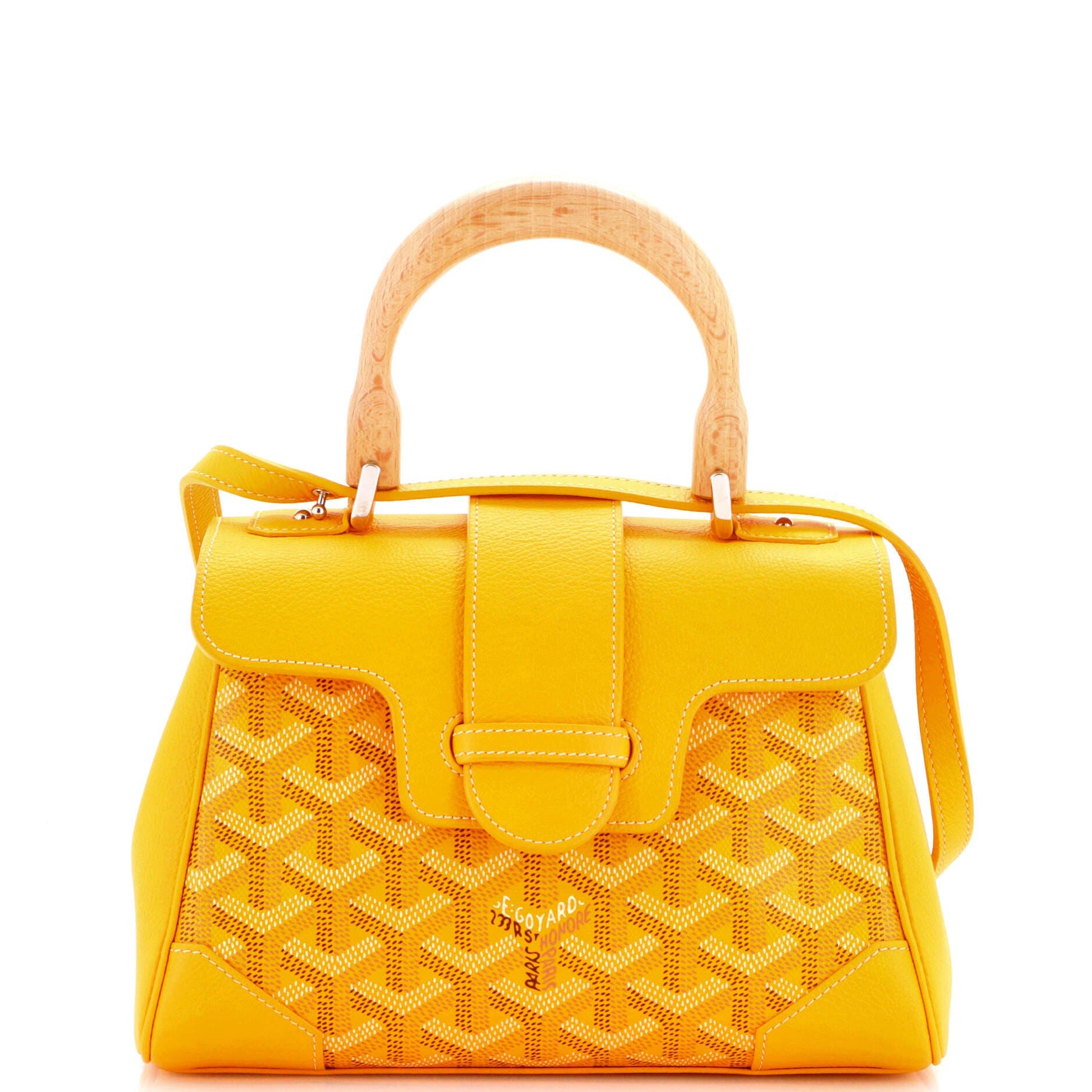 Pre-Owned Goyard Saigon Top Handle Bag Coated Canvas with Leather Mini, Main, color, Orange