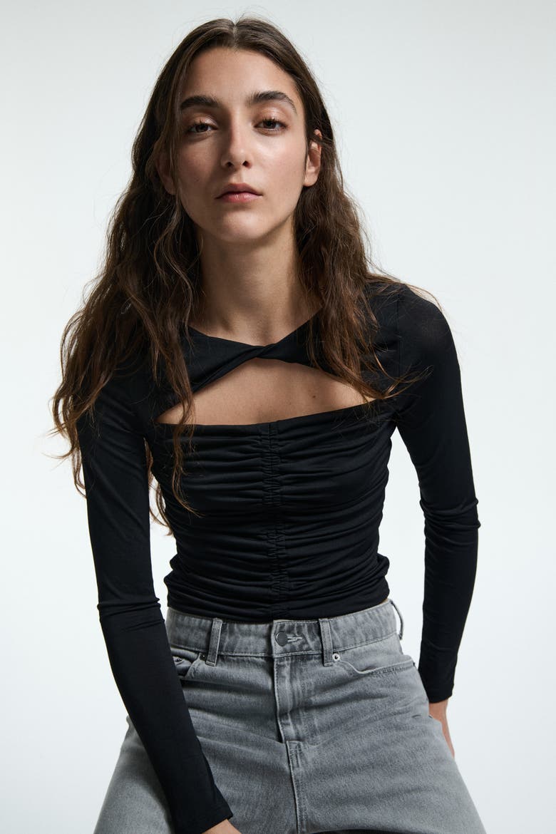 Cut-out Jersey Top, Alternate, color, Black
