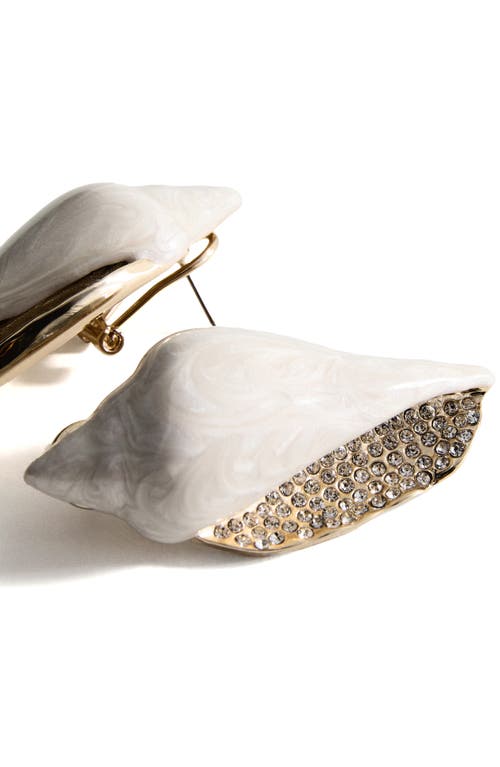 Mango Pavé Shell Drop Earrings In Metallic