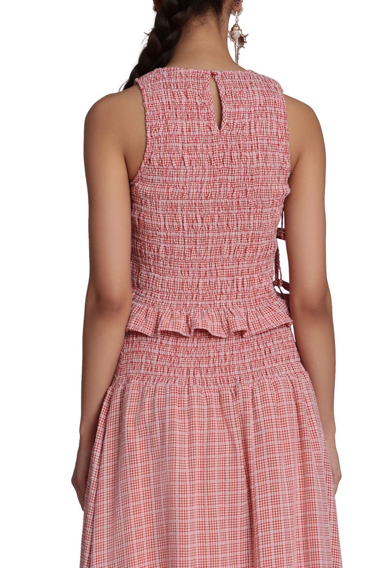 Smocked Sleeveless Top, Alternate, color, CREAM-RED MULTI