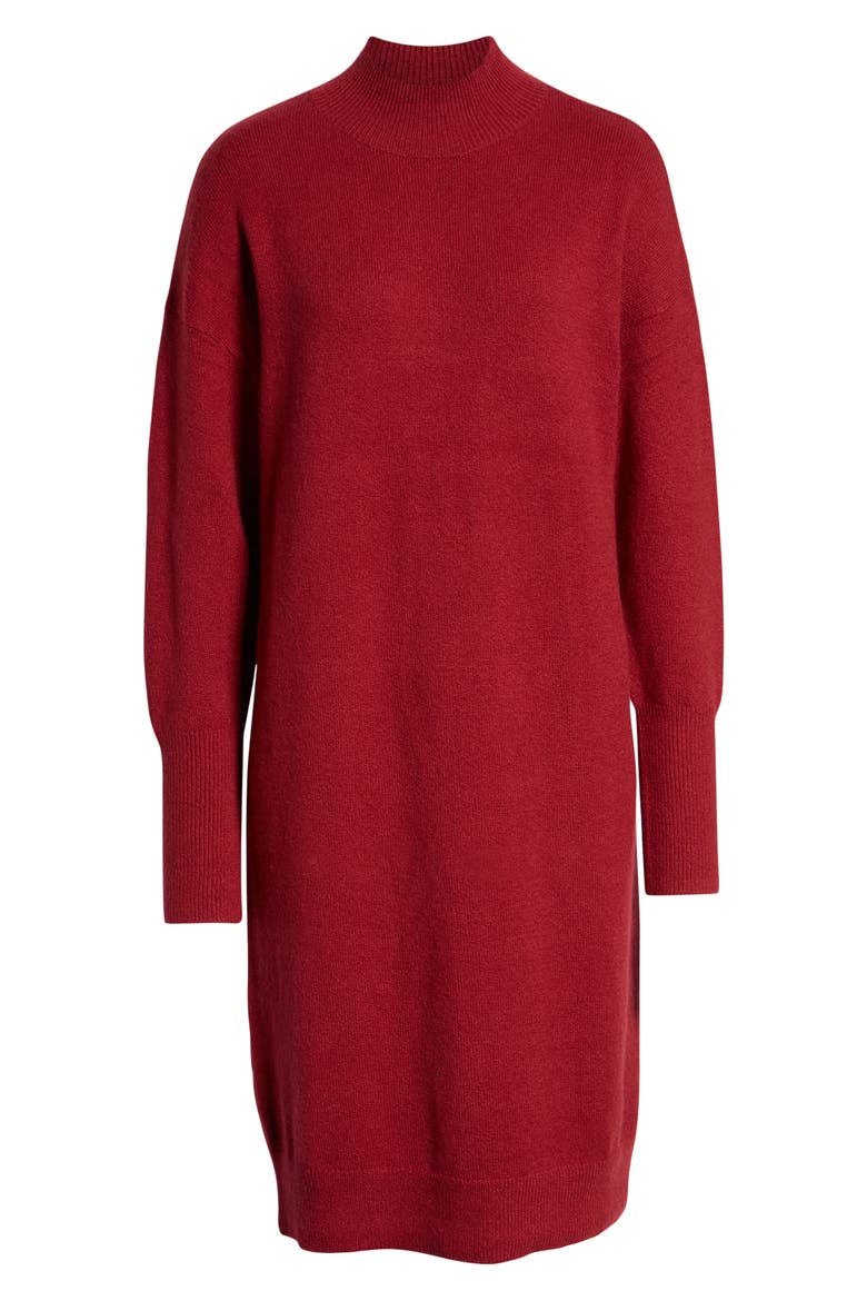 Mock Neck Sweater Dress, Alternate, color, RED TIBETAN
