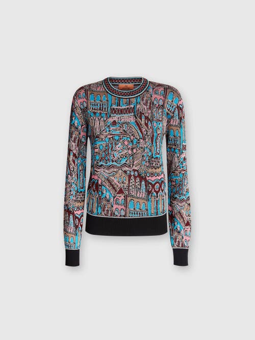 Shop Missoni Crewneck Pullover In Wool And Viscose With Venezia Motif In Multicoloured