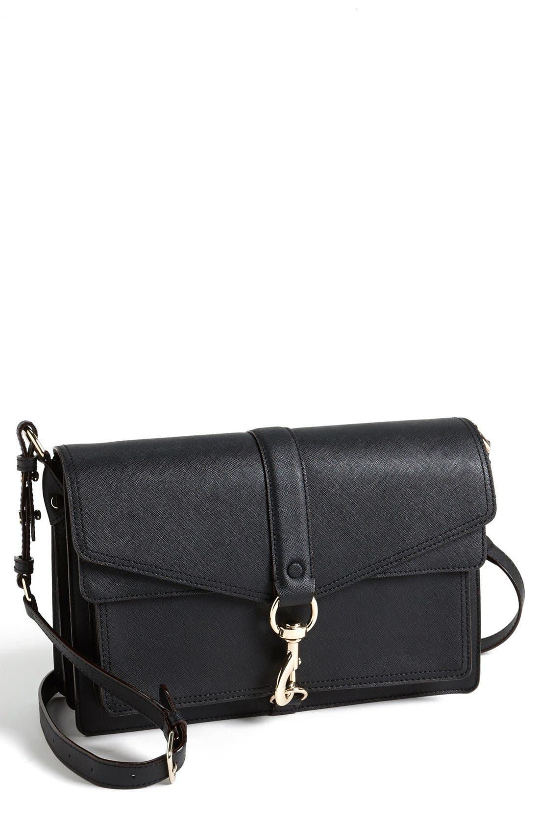 'Hudson - Moto' Crossbody Bag, Main, color, BLACK/ LIGHT GOLD