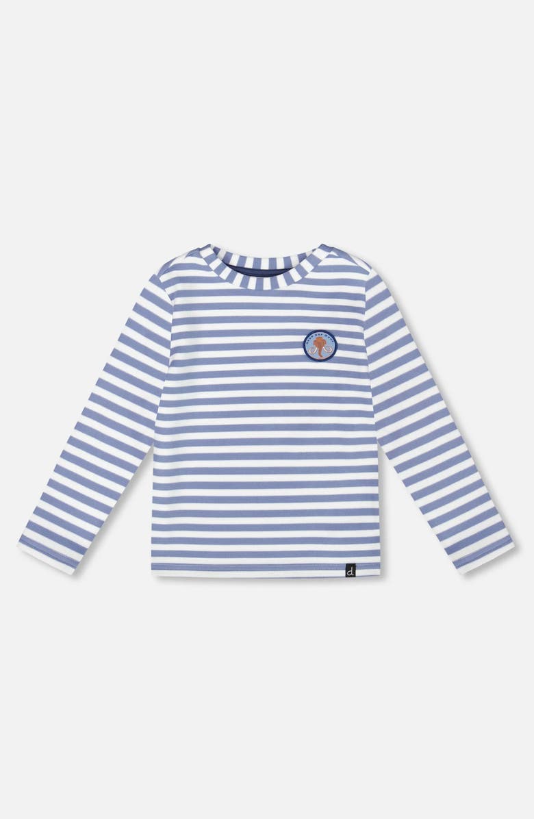 Deux par Deux Super Soft Long Sleeve Striped Jersey T-Shirt, Main, color, Blue Stripe