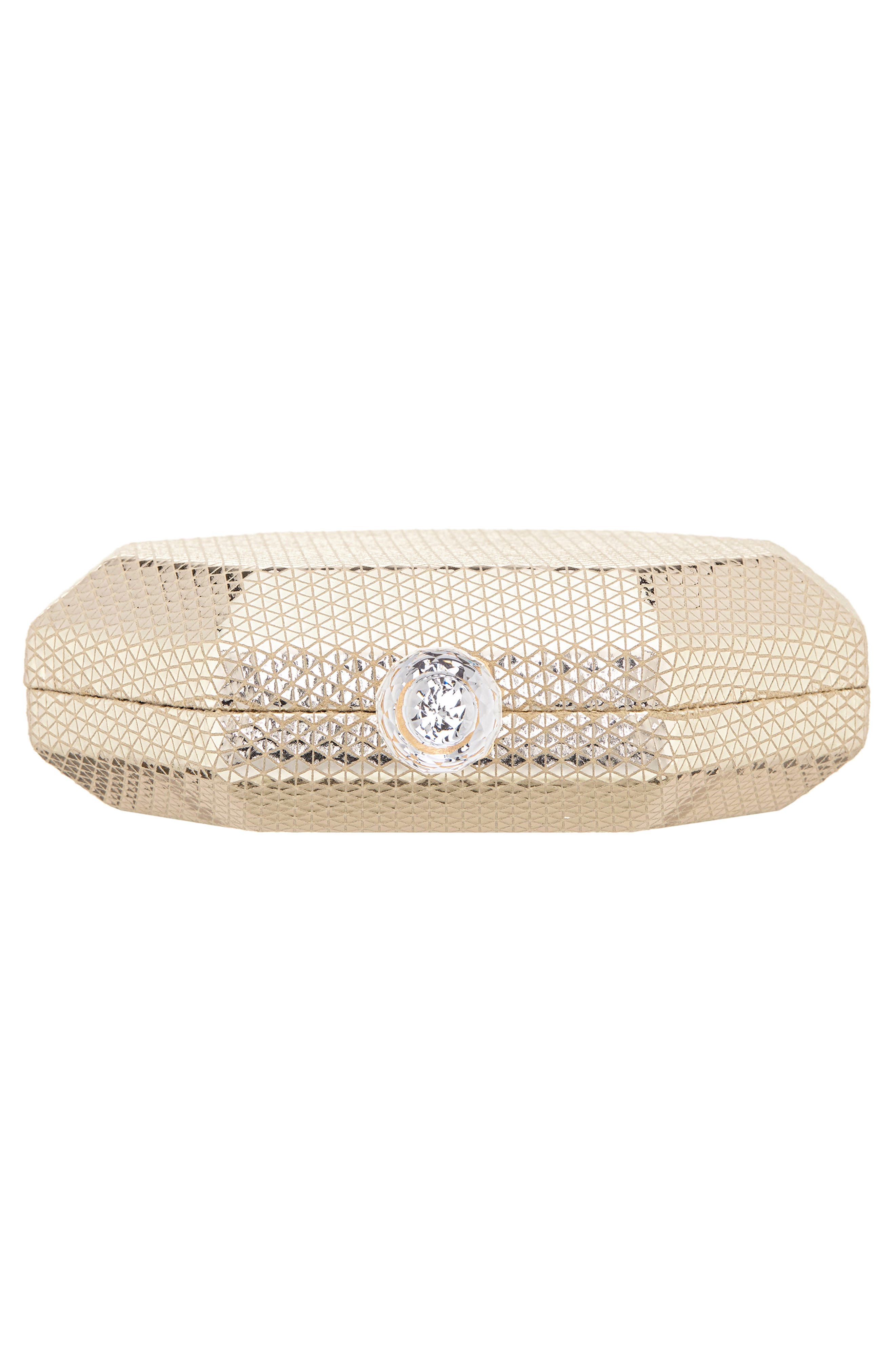 Octagonal Minaudière Frame Clutch, Alternate, color, GOLD