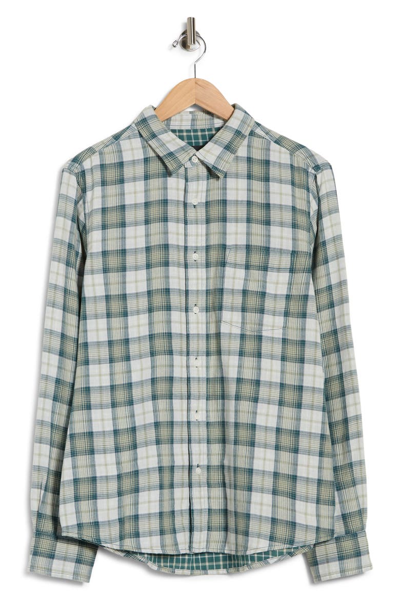 Duofold Flannel Button-Up Shirt, Alternate, color, GREEN MILO PLAID