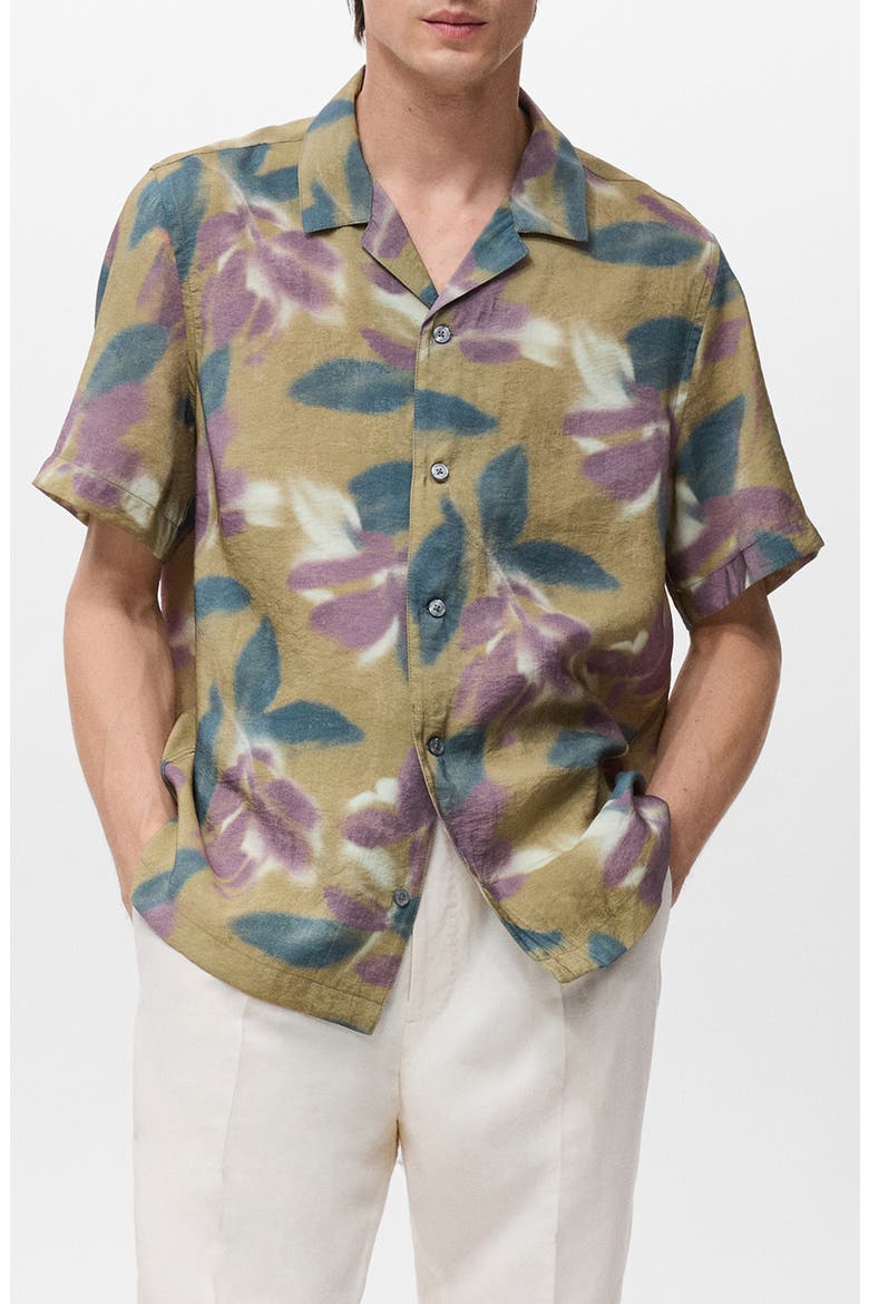 Abstract Floral Print Camp Shirt, Main, color, LIGHT/ PASTEL PURPLE