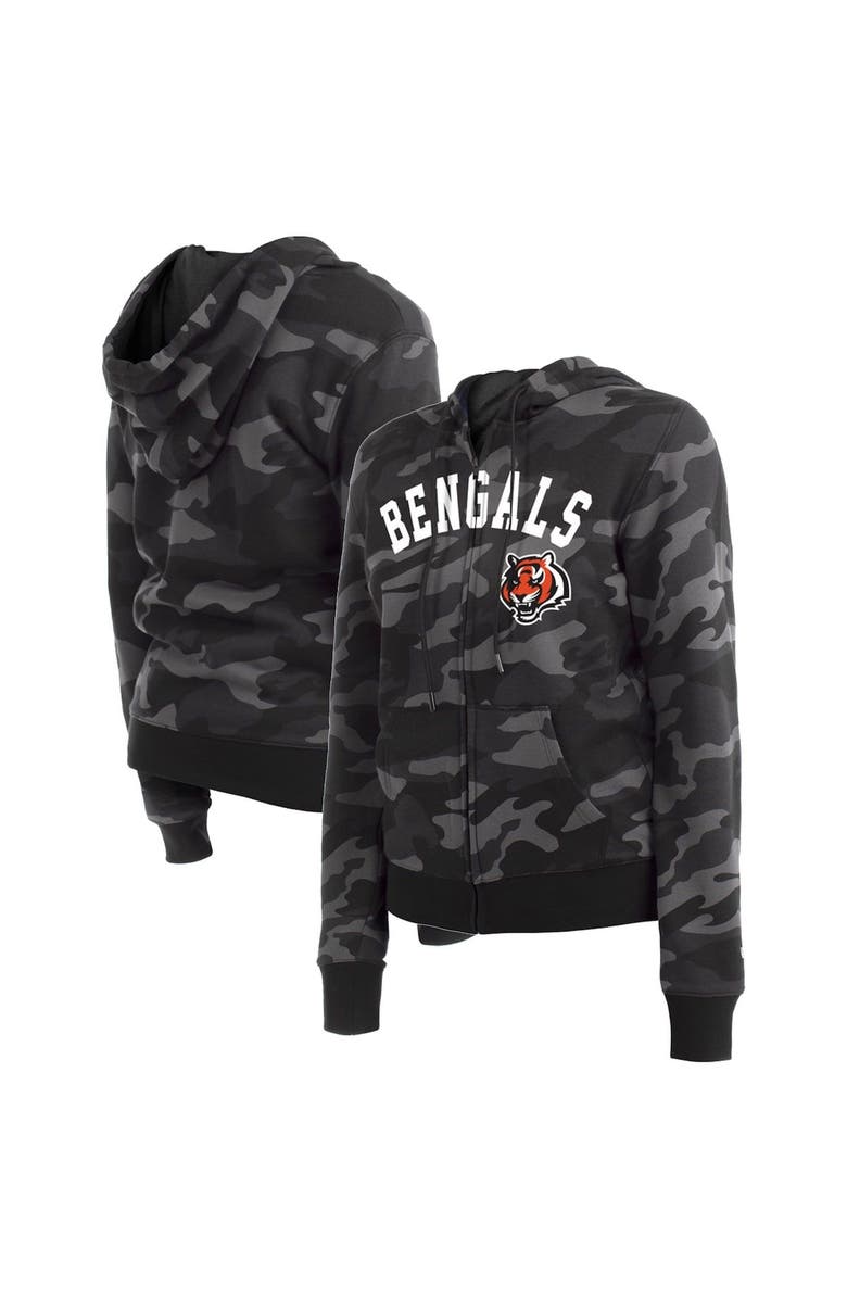 New Era Women's New Era  Black Cincinnati Bengals Camo Full-Zip Hoodie, Main, color, 